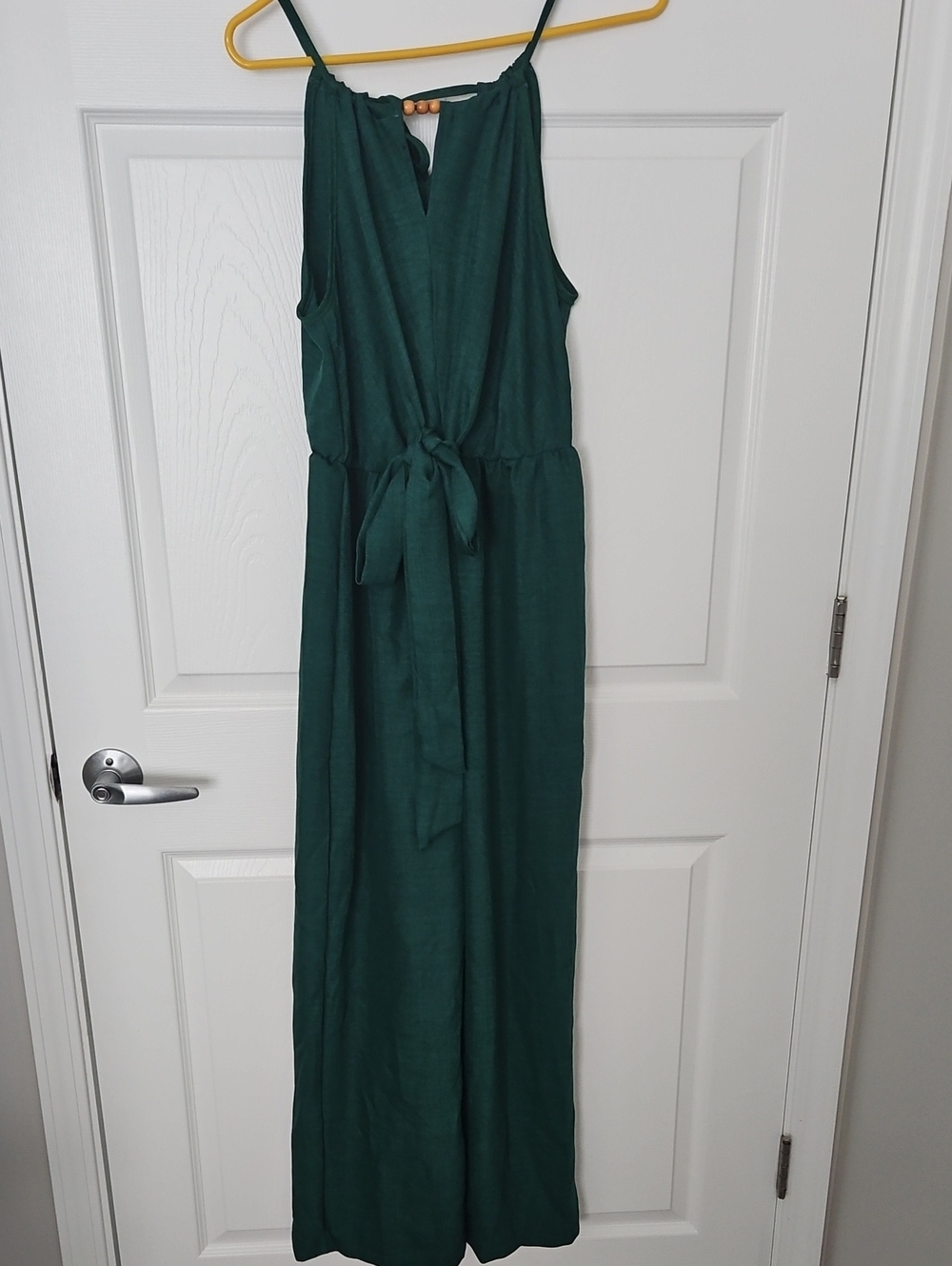 SHEIN Emerald Green Sleeveless Tie-Waist Jumpsuit
